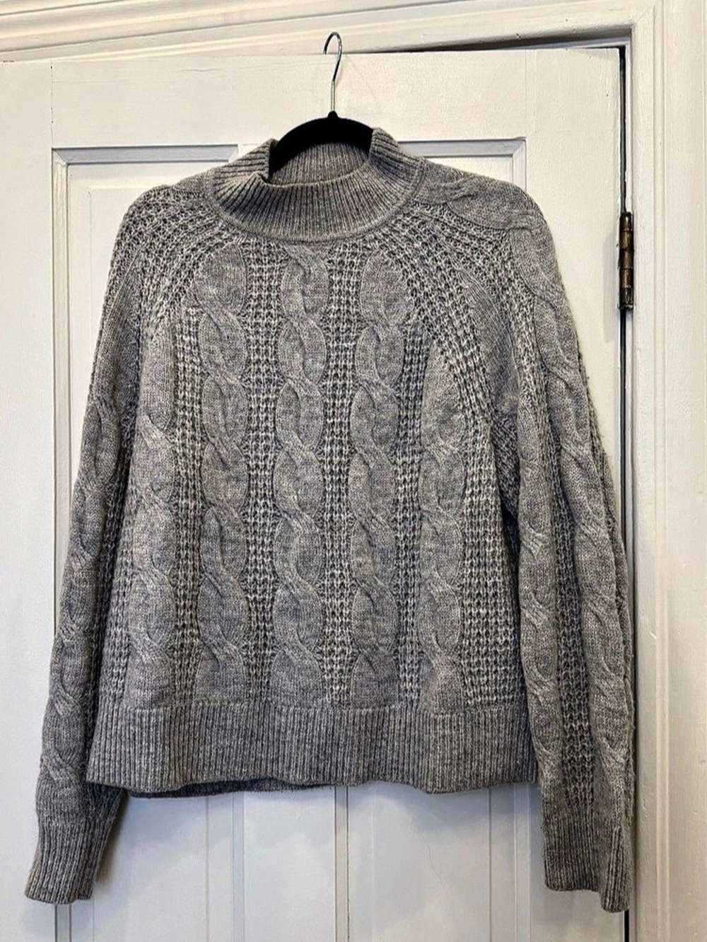 J.Crew Pointelle Cable Sweater Gray Medium